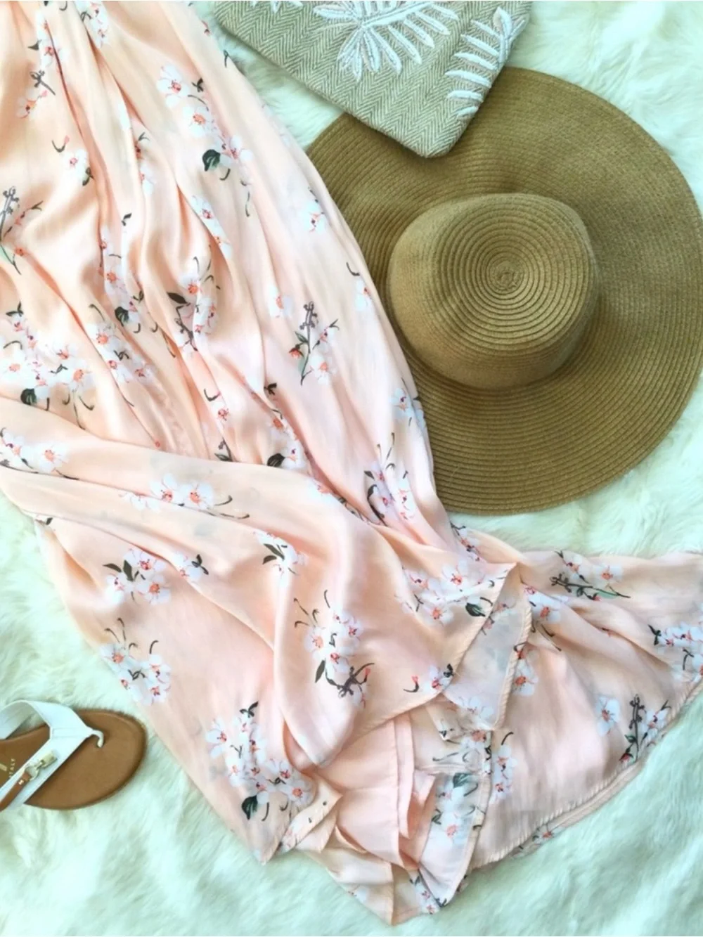 XS/S Abercrombie & Fitch Peach Floral Gecko Lizard Maxi Dress Western Boho